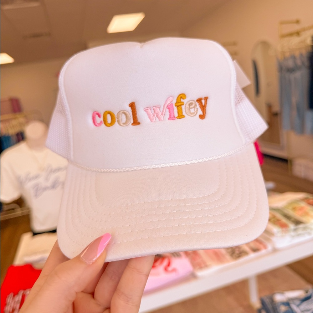 White 'Cool Wifey' Trucker Hat
